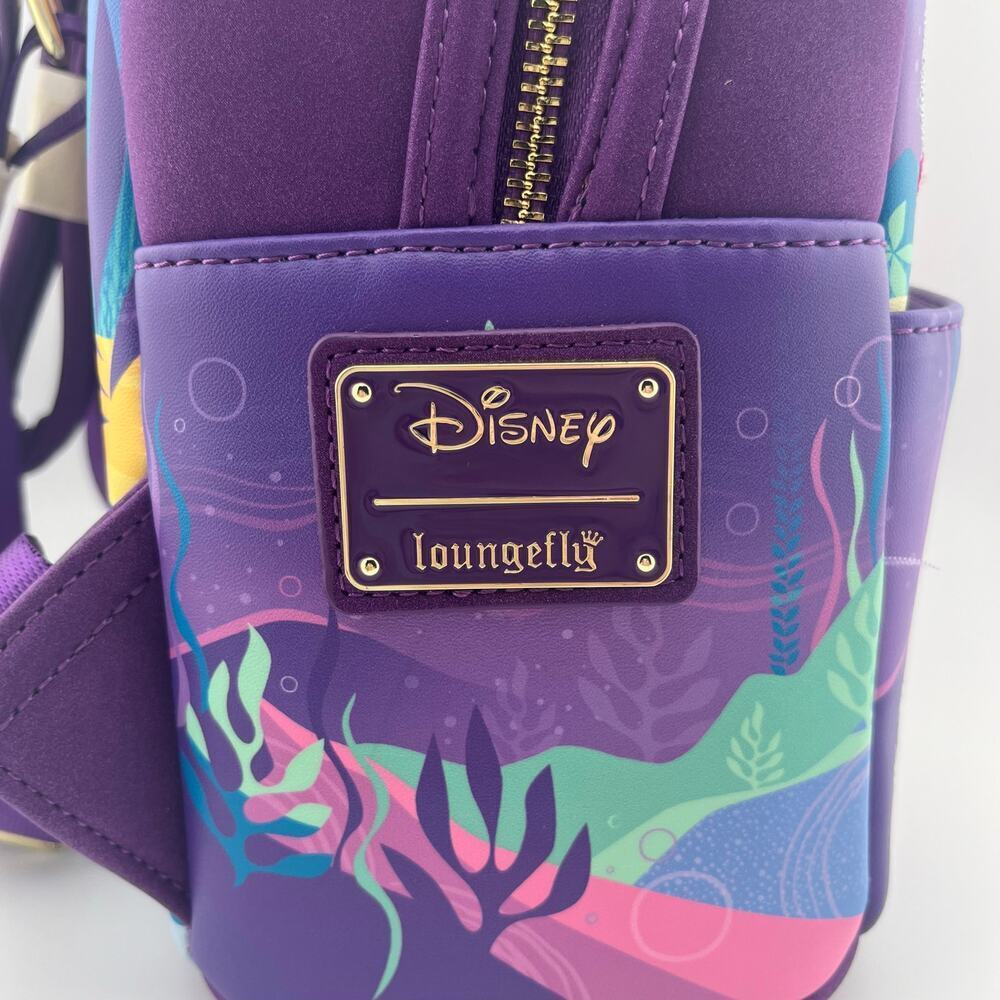 LOUNGEFLY NWT Disney Backpack + Mickey Ears, The Little Mermaid - Picture 8 of 17